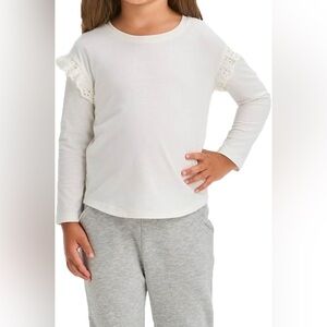 Size 8 Girls Cat & Jack Cream Eyelet Ruffle Long-Sleeve Top